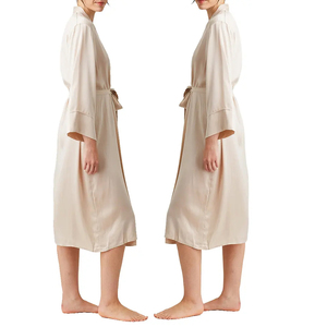 Albornoz de moda para mujer, secado rápido, transpirable, algodón, gofres, satén, patrón sólido, ropa de salón, estampado térmico liso, venta al por mayor - Product Image 3