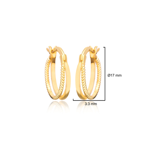 Pendientes de aro redondos dobles turcos hechos a mano al por mayor TDainty Everyday 925 joyería de plata esterlina - Product Image 1