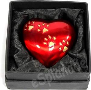 Aluminium Metal Keepsake <b>Urns</b> in Wooden Finished Brown Heart Shaped <b>Pet</b> <b>Urn</b> with Pawprints in Affordable Prices - Product Image 4