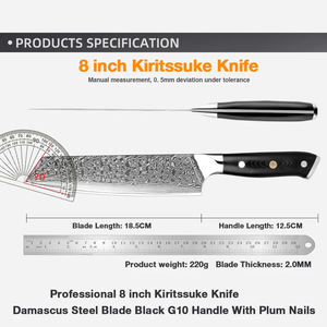 Venta al por mayor personalizado de alta calidad OEM ODM servicio Damasco cuchillo de Chef japonés Super acero cuchillo de cocina mango negro cuchillo afilado - Product Image 2