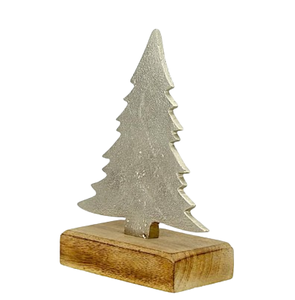 Árbol de Navidad de Metal de Calidad Superior con Base de Madera, Adornos de Hierro Plateado para Decoración del Hogar y la Oficina - Product Image 1