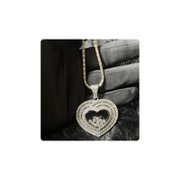 Pendentif en forme de cœur en diamant naturel de haute qualité fabriqué en or blanc 14 carats avec diamants mobiles en verre