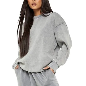 Producto de ropa deportiva, ropa de calle informal, figuras de hombros caídos, sudaderas con capucha transpirables ecológicas, Sudadera de punto para mujer - Product Image 3