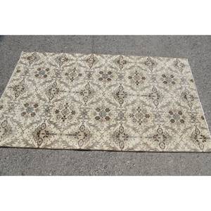 Tapis en laine classique turque vintage écologique à poils moyens Beige marron Patchwork 3.7 'X 6.5' avec support en latex - Product Image 3