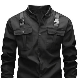 Blouson Bomber Léger en Polyester pour Homme, Col Montant, Logo Avant, Capuche, Coupe-Vent, Confort Quotidien, Service OEM - Product Image 1