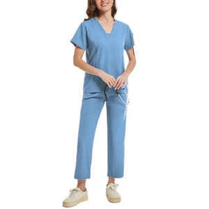 Ensemble de gommages d'infirmière à la mode personnalisés uniformes d'hôpital extensibles pour combinaison de veste médicale de salon de spa - Product Image 5