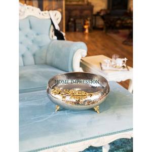 Premium Exclusive Kitchenware Decorative <b>Bowl</b> Table Ware Dinnerware <b>Silver</b> Finished Metal <b>Bowl</b> With Gold Color Elements <b>Bowl</b> - Product Image 1