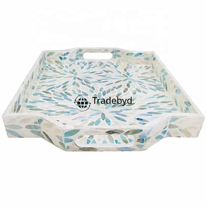Elegante bandeja con incrustaciones de fregona hecha a mano por Tradebyd bandeja decorativa para cocina comedor y decoración del hogar - Product Image 2