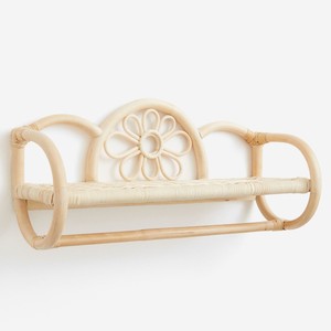 Étagère murale en rotin à fleurs mignonnes pour enfants Étagère murale en rotin bohème Étagère à livres en osier artisanal pour chambre d'enfants et de bébés - Product Image 1