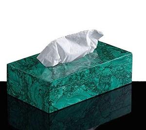 Caja de servilletas de papel tisú de piedra de granito verde hecha a mano India para organizador de mesa de dormitorio y baño - Product Image 1
