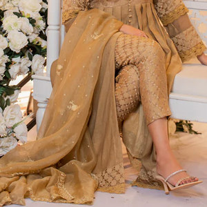 100% ropa informal de alta calidad para mujer, vestido de fiesta paquistaní hecho a medida, vestido de fiesta paquistaní ligero para mujer - Product Image 3