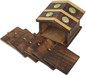 Sous-verre artisanal de haute qualité en bois naturel de style bohème, écologique, personnalisable, pour une utilisation décorative sur table, intérieur - Product Image 1