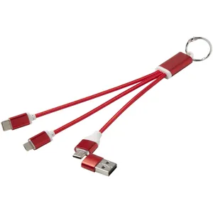 Cable de Carga USB 4 en 1 de Aluminio Reciclado con Llavero Metálico, Gadgets Promocionales de Aluminio Reciclado - Product Image 5