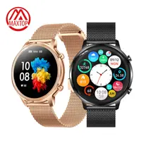 Smart Watch Maxtop Luxury Fashion Women Round Stainless Steel Band Smartwatch Android Bt Calling Smartwatch Touch Sport Fitness Smart Watch