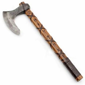Custom Handmade Carbon Steel <b>Viking</b> <b>Axe</b> Bearded <b>Axe</b> Survival Outdoor <b>axe</b> With Wooden Handle - Product Image 1