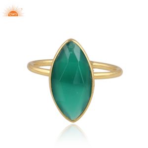 Mejor Venta de plata esterlina 18K chapado en oro Natural verde ónix piedra preciosa Kingman turquesa anillo Demi joyería fina fabricante - Product Image 1