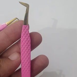 Pinzas Profesionales de Acero Inoxidable Rosa de 90 Grados para Extensión de Pestañas, Punta Fina y Suave, Antimagnéticas, 10 mm, Belleza Sostenible - Product Image 4