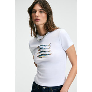 GRIMELANGE ATHEA Camiseta ajustada con estampado frontal y manga corta con cuello redondo para mujer - Product Image 2