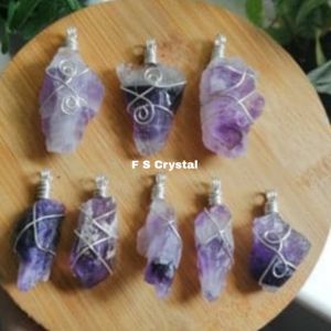 Best Quality Wholesale Wire Wrap <b>Pendants</b> Agate Gemstone with <b>Amethyst</b> Good Quality Rough <b>Pendants</b> - Product Image 1
