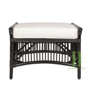 Taburete Vintage de Ratán, Otomana de Mimbre Tapizada, Banco de Ratán Hecho a Mano de HNH Craft Manufacturer - Product Image 1