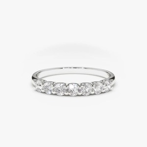 Anillo de boda delicado con siete diamantes cultivados en laboratorio en forma de U, 0.45 ct, claridad E-F VVS, en oro macizo de 14K con engaste de garras, para fiestas. - Product Image 1