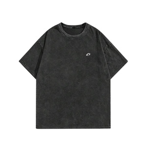<b>Washed</b> Black Oversized T Shirt 100% Cotton Soft Breathable Drop Shoulder OEM Custom Logo Wholesale Manufacturer Men's shirts - Product Image 1