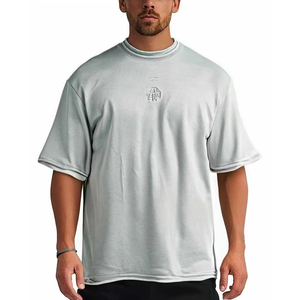 Diseño estampado manga corta hombres 2025 nuevo verano puro algodón suelto blanco nacional <span class=keywords><strong>Ti</strong></span> De Heavy Camiseta de manga corta - Product Image 1