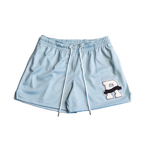 Short d'été respirant en maille solide de haute qualité pour hommes Taille élastique avec cordon de serrage et logo brodé de haute qualité - Product Image 5