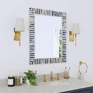 Modern Style Hand-<b>Crafted</b> Bone MOP Inlay Wall <b>Mirror</b> Resin-Inlaid Bone Chipset in Multiple Custom Colors for Decorative Purpose - Product Image 1