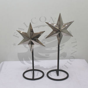 Ornements décoratifs de table de noël étoile de fer avec base ronde couleur rose pour la décoration intérieure personnalisée à la main - Product Image 4