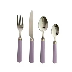 Cuillère, fourchette et couteau en acier inoxydable, argenterie de restaurant, résine bleue, manche long, qualité supérieure - Product Image 4