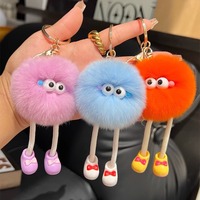 Porte-clés en peluche mignon de dessin animé, porte-clés en peluche douce en tricot pompon
