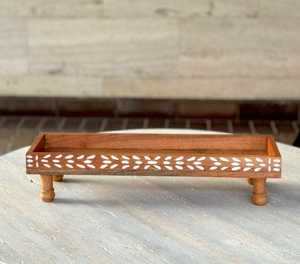 2025 superventas bandeja de servicio de madera hecha a mano con incrustaciones de madreperla patrón de lujo bandeja de Chocolate árabe Eid Ramadán - Product Image 3