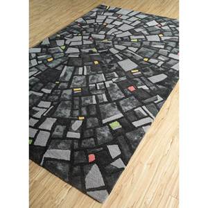 พรมขนสัตว์และใยวิสโคสถักมือ รุ่น Acar Tra-13195 สีเทาและดำ ลายแบบนามธรรม สำหรับห้องนั่งเล่น ห้องโถง ทางเดิน กว้าง 4 เมตร หนา 10 มม. - Product Image 2