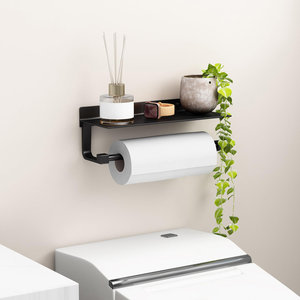 Portarrollos de Papel y Dispensador de Toallas de Papel Metálico Negro, Montado en la Pared, Resistente y Ecológico, para Baño y Cocina - Product Image 3