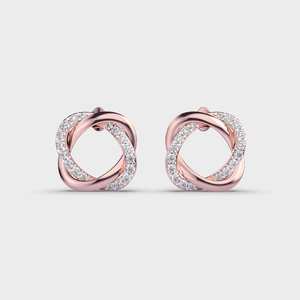 Pendientes de oro rosa/amarillo/blanco de 9 quilates con diamantes entrelazados en forma de círculo |   Diseño Moderno con Toque Contemporáneo |   Fabricante de Joyería al por Mayor - Product Image 6