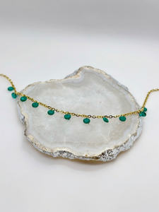 Moda verano esencial estilo Simple mujer 18K chapado en oro gargantilla collar turquesa diamantes cuentas 18K chapado en oro - Product Image 2