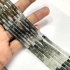 Perles en forme de rondelle à facettes aigue-marine mousse perles naturelles en gros pour la fabrication de bijoux - Product Image 5