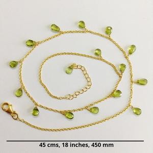 Adjustable Sterling Silver 925 <b>Gold</b> <b>Plated</b> Handmade Peridot Gemstones Trendy and Charm Link <b>Chain</b> Women <b>Necklace</b> - Product Image 5