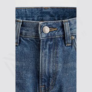 Jeans rétro pour homme, style estival, coupe droite, pantalon large et long, motif uni, taille mi-haute, décontracté, formel, denim, couleur personnalisée - Product Image 4