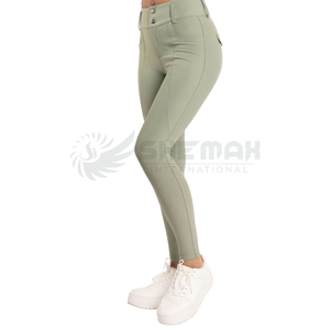 กางเกงขี่ม้าสำหรับผู้หญิงพร้อมสายรัดเอวสูงยืดหยุ่นทำจากวัสดุสัมผัสเพื่อความสบายและปลอดภัยในระหว่างการฝึกซ้อม - Product Image 3