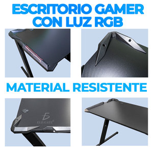 Scrivania da Gaming RGB con Luci LED in Fibra di Carbonio e Metallo per Giocatori - Product Image 5