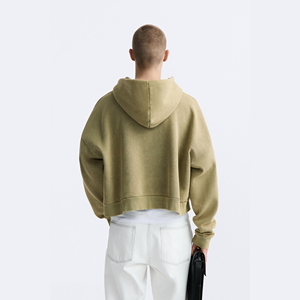Sweat à capuche de haute qualité en coton 100% délavé à l'acide, coupe ample, double fermeture éclair, hiver, tissu français pour homme - Product Image 4