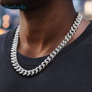 Gran oferta, 12mm, Plata de Ley 925, 14K, chapado en oro blanco, VVS, moissanita helada, diamante, cadena de eslabones cubanos, collar de joyería de Hip Hop - Product Image 2