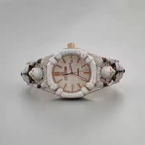Montre en diamant Moissanite plaquée or rose sur mesure pour femmes bijoux de luxe avec cadran et breloque glacés de style Hip Hop - Product Image 6