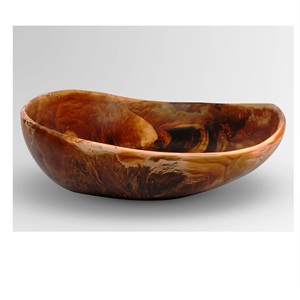 Bol et plat de service en résine écologique faits à la main, couleur verte, passe au lave-vaisselle, design d'art moderne, utilisation pour les fêtes, fabriqué en Inde - Product Image 3