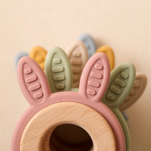 Accessoires de produits de <span class=keywords><strong>dentition</strong></span> en silicone de qualité alimentaire pour bébé <span class=keywords><strong>Anneau</strong></span> de <span class=keywords><strong>dentition</strong></span> en <span class=keywords><strong>bois</strong></span> de silicone pour <span class=keywords><strong>lapin</strong></span> - Product Image 4
