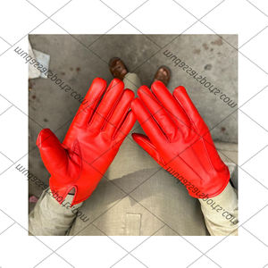 Gants d'habillage de la mode des femmes de couleur rouge Gants en cuir d'habillage d'écran tactile de doigt complet - Product Image 5