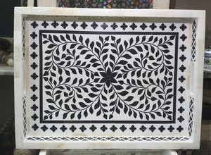 Morden ถาดไม้ม็อบทรงสี่เหลี่ยมทำมือถาดเรซินฝังกระดูกสำหรับห้องครัวบ้านโรงแรม - Product Image 3