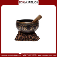 Cuenco tibetano de latón con patrón Om, mazo y cojín, estilo budista, para relajación profunda, sanación y yoga, origen India, precio competitivo